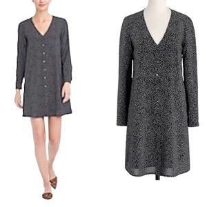 J Crew long sleeve polka dot swing button down dress